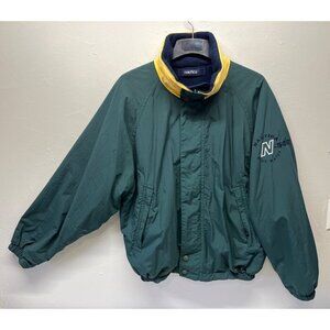 VTG Nautica Jacket Reversable Nylon Fleece Mens XL Logo Green Blue 90s Gorpcore